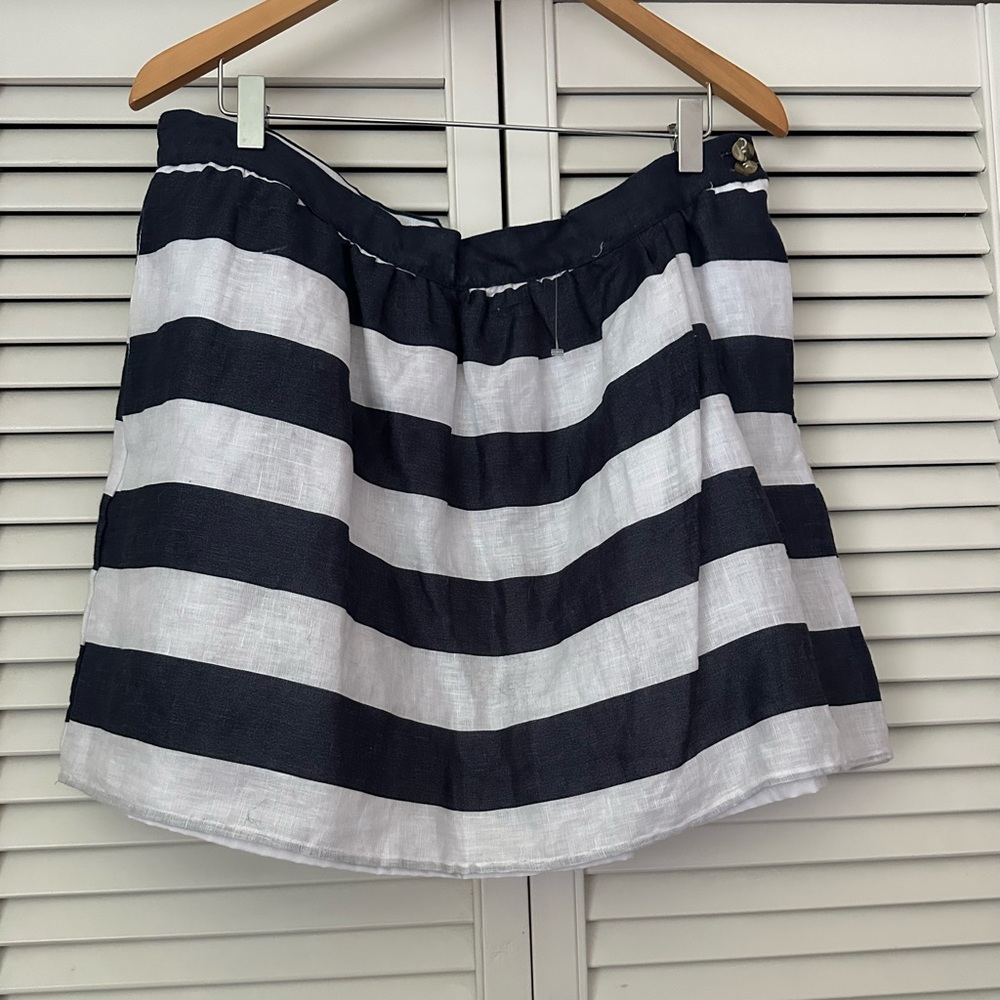 NWT Kenar Striped Blue and White Women's 100% Linen Skirt